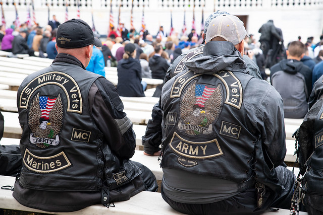 Veterans from multiple branches at a ceremony